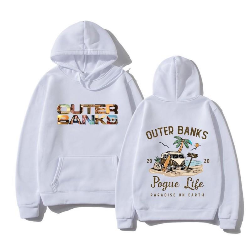 Mens Harajuku Style Graphic Hoodie Outer Banks Inspired Casual Sweatshirt With Pouch Pocket