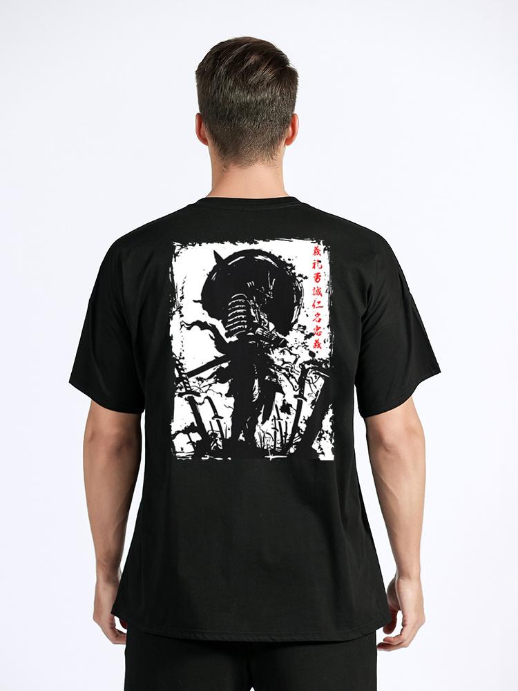 New Japan Samurai Spirit T Shirts Japanese Style Back Print Men Cotton Tshirt Anime T-shirt Bushido Male Gifts Tees Streetwear