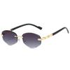 Fashion Rimless Polygon Metal Shades Women Original Brand Design Driving Sunglasses New Trendy Gradient Beach Sun Glasses