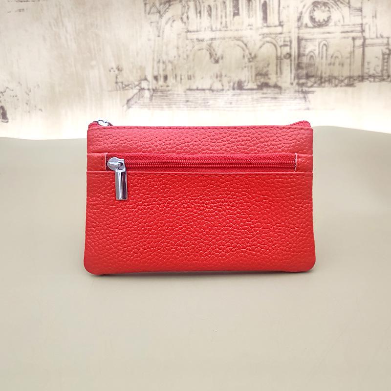 

Многофункциональный мини-кошелек из натуральной кожи для ключей и монет красный