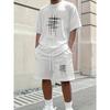 Summer Men's Set Minimalist Athletic Casual Crew Neck T-Shirt Streetwear Breathable Short-Sleeve Top and Shorts Two-Piece Set