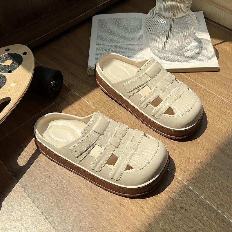 Fashion Indoor Woman Slippers Home Mules Shoes for Women Thick Outside Slides Ins Rubber Sandals Footwear New Style Pvc Trend W H Sandal