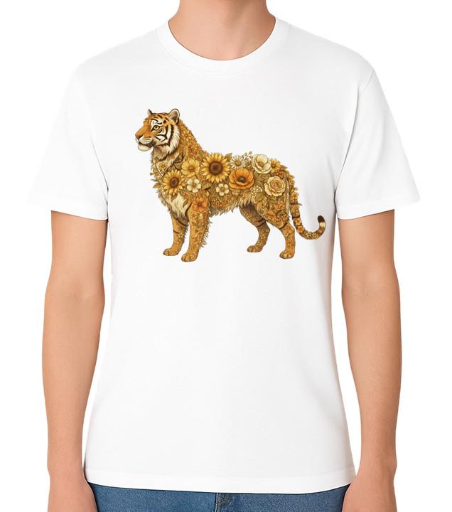 

Floral Tiger Botanical Animal Art Illustration T-Shirt Nature Wild Unisex Tee S разноцветный
