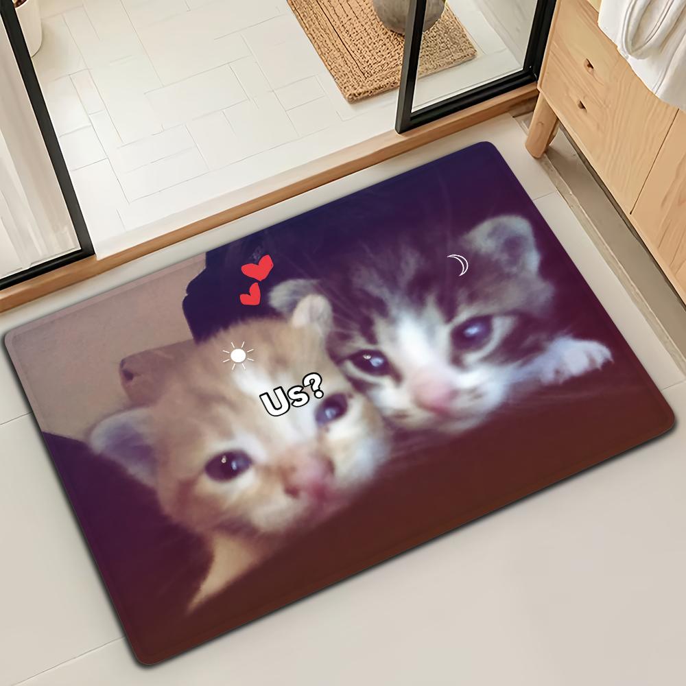

Cute Cartoon Kawaii Cat Door Mat Bath Microfiber Decorative Versatile Flannel Floor Mat Quick Dry Absorbent Non-slip Sole 40cm x 60cm