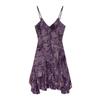 Women's New European and American Fashion Flocking Silk Mesh Laminated Suspender Dress