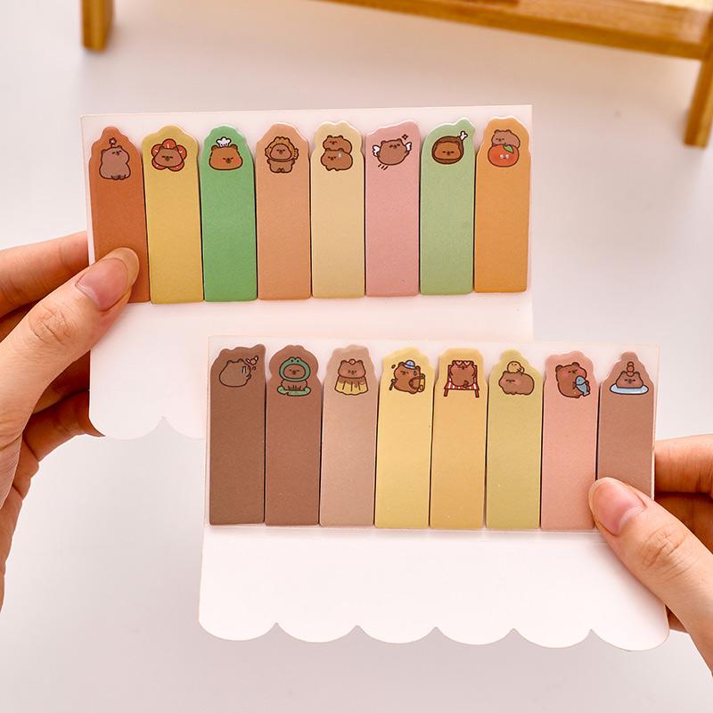 120Sheets Kawaii Strip Capybara Memo Pads Simple Scrapbooking Sticker School Supplies Post Sticky Notes Office Stationery