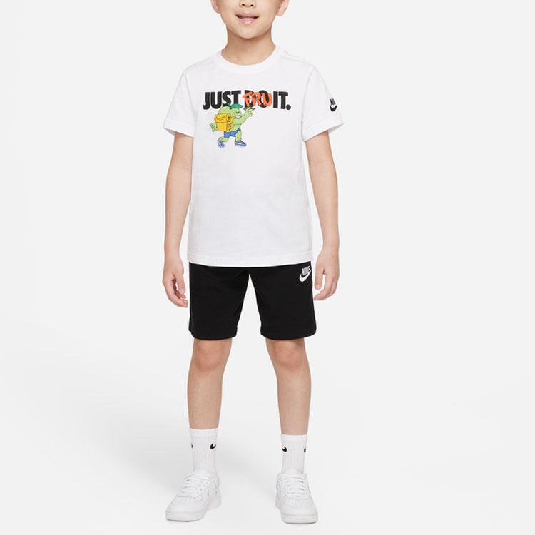 Nike Cartoon Print Round Neck Short Sleeve T-Shirt Kids Tops White DX7623-100