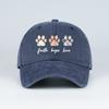 Floral Paw Print Baseball Cap Faith Hope Love Washed Cotton Adjustable Dad Hat Pet Lover Vintage Sun Hat