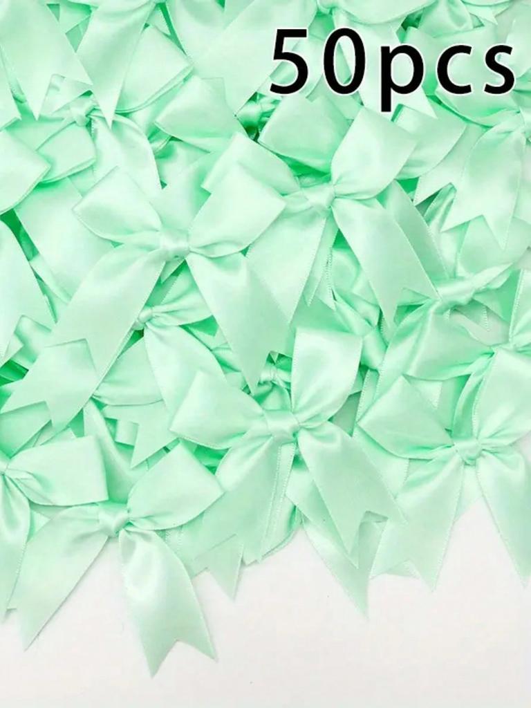 50pcs, Ribbon Bow Craft Bow Pink White Floral Gift Tie Wedding Decoration Bow Bow DIY Birth Party Baking Decoration