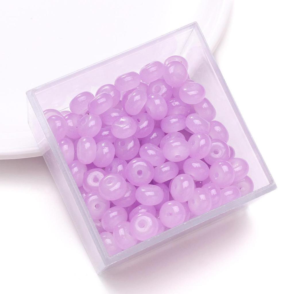 Contas de imitação de jade de vidro: Redondo, Plano Estilo Ábaco para Colares e Pulseiras DIY.