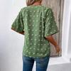 Women's Summer Solid Color Comfortable Loose Large  V-Neck Short Sleeve Top