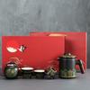 Portable ceramic one pot four cups travel tea set portable tea pot tea cup small set business gift express cup