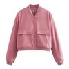 Ladies' Fashion Large Pocket Short Long Sleeve Button Jacket Coat