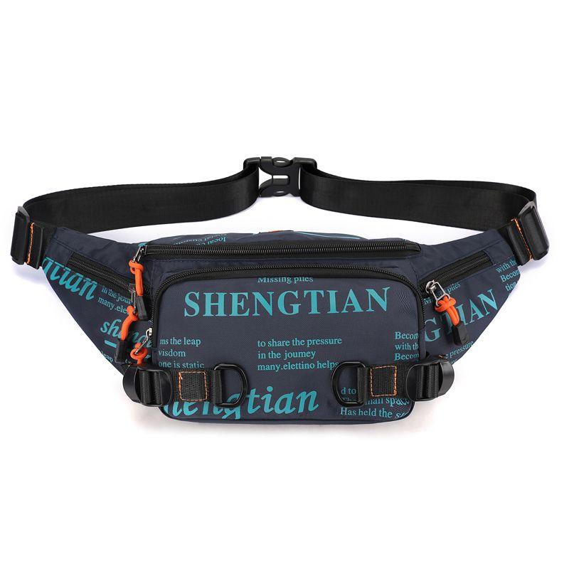 

2025 Summer Large Capacity Waterproof Nylon Cloth Men s Waist Bag Mobile Phone Bag Outdoor Leisure Bag Fashionable Sports Messenger Bag Blue