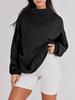 2025 Autumn/Winter Women's Loose High Neck Solid Color Long Sleeve Pullover Sweatshirt