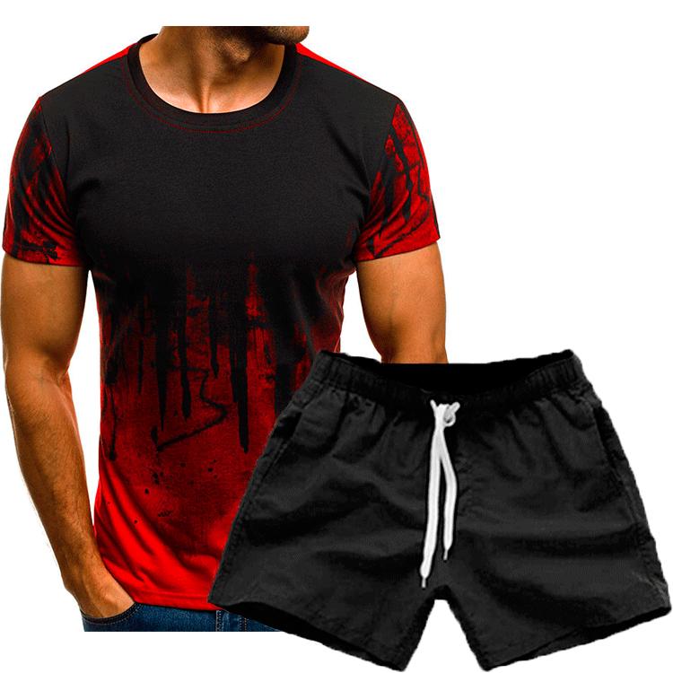

Men s Summer Fitness Graphic T-Shirt Set - Lightweight Short Sleeve 2XL червоний