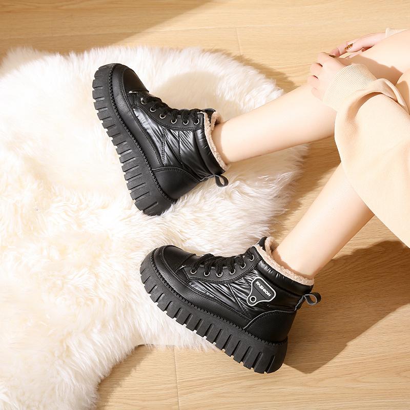 Cotton boots women's winter new high-top warm women's boots thick-soled 2025ins trendy versatile velvet women's shoes WS822