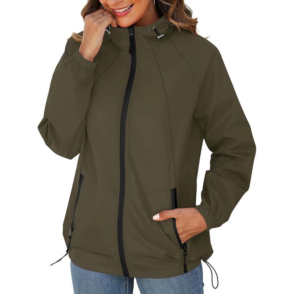 Popular windbreaker zipper hooded lightweight outdoor windproof jacket thin outdoor jacket women