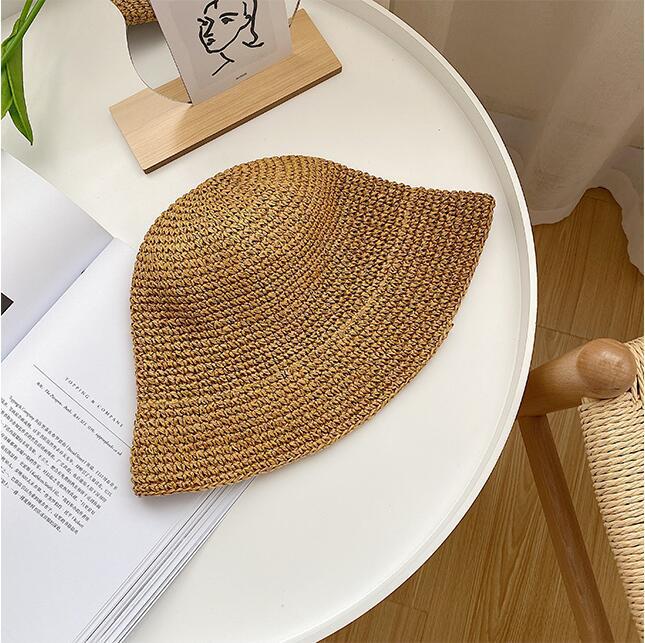 Summer new seaside photo big brim fisherman hat colorful dopamine foldable woven sunshade straw hat women