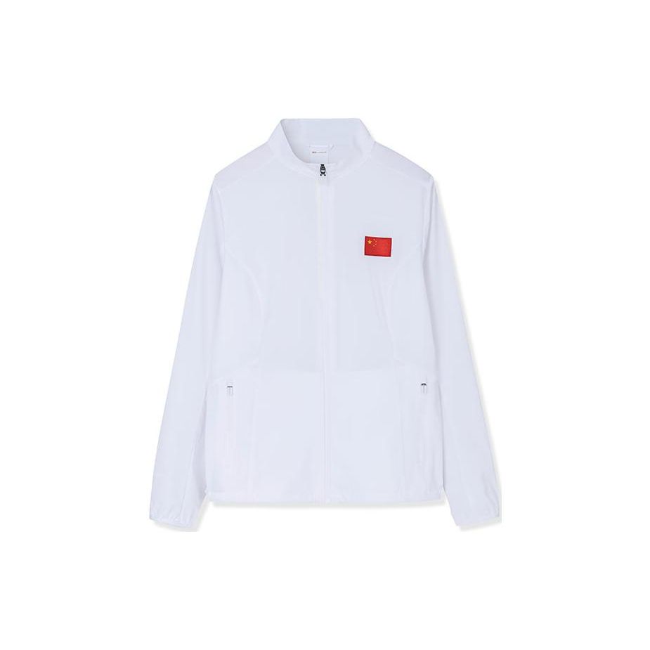 

Anta Solid Color Zipper Stand Collar Long Sleeve Jacket Women jackets Gravel-White 162320610-1 S