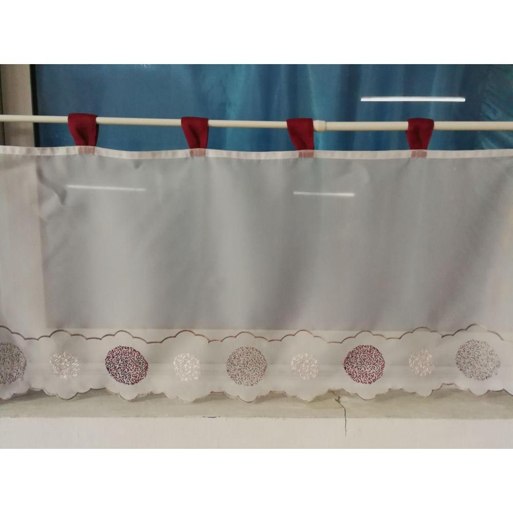 

Пряжа Компьютерная вышивка, Маленькая кофейная занавеска, Маленькая кухонная занавеска 029 45cm height * 90cm width бордовый