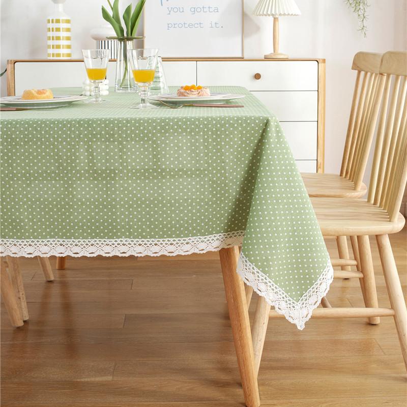 Japanese-Style Polyester-Cotton Simple Yarn-Dyed Plain Fringed Lace Geometric Rectangular Tablecloth Coffee Table Dining Table Cloth