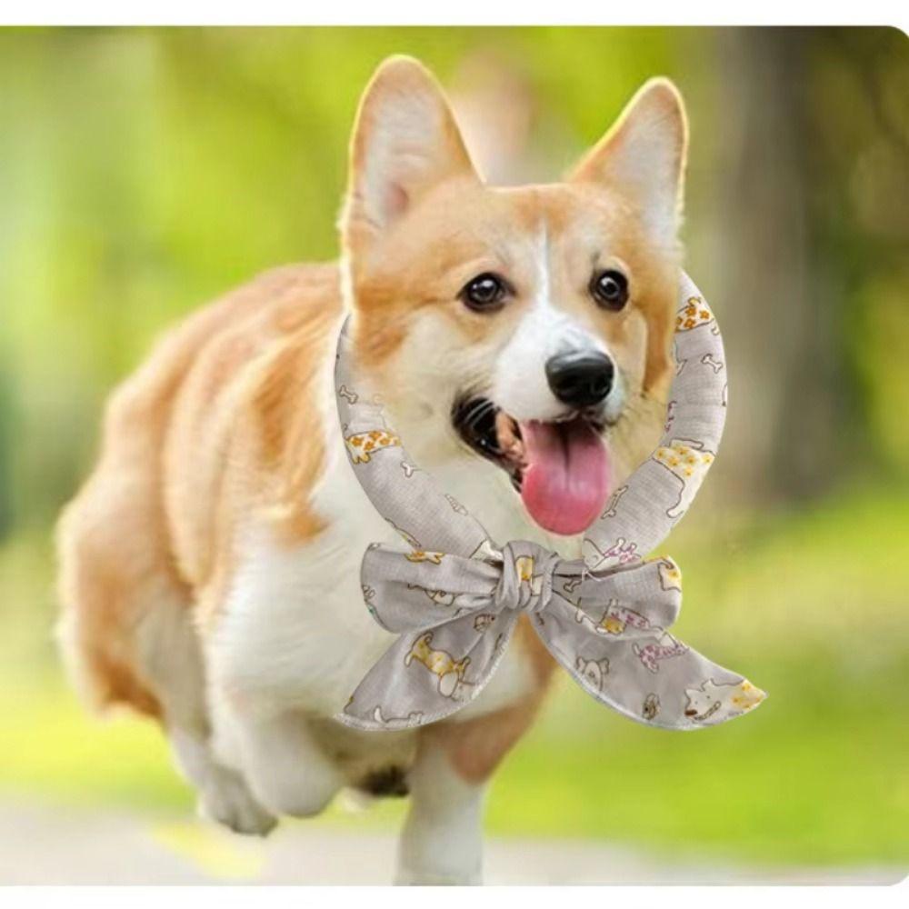2Pcs Breathable Towel Pet Cooling Ice Scarf Cute Print Pet Cool Neck Ring Outdoor Travel