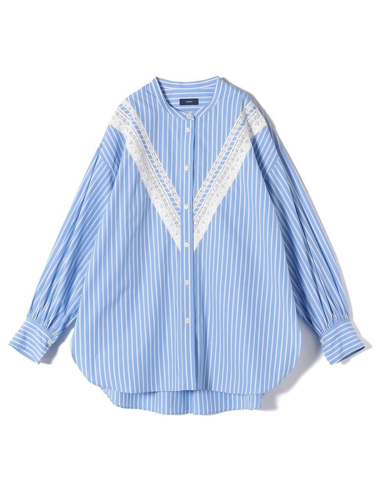 SHIPS for Machine Washable Lace and Striped Light One Size Women's Shirt, Blue, 311111977,