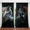 Vikama Twin Wolves Confrontation Printed Curtains Industrial Style Living Room Bedroom Gaming Decorative Nordic Polyester Sitting Window Treatment