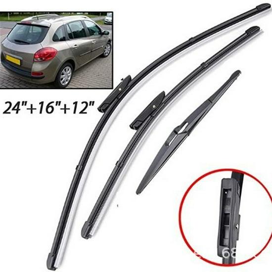

Комплект передних и задних щеток стеклоочистителя для Renault Clio 3 2008-12, 24 /16 /12 Front Wipers Pair + Rear Wiper
