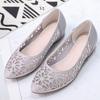 GKTINOO Spring Summer Hollow Genuine Leather Pumps Women Shoes Med Heels Square Heel Mesh Ladies Office Shoes Crystal