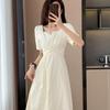Elegant French Hepburn Style Black Long Dress for Plus Size Women - Slimming Belly Covering Summer Wear