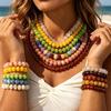 Trendy Y2K Aesthetic Smudge Resin Bead Chain Necklace Lightweight for Women Summer Beach Wear Jewelry Gift