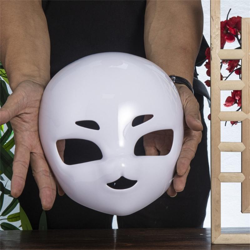 Katzenmaske Fursuit Kopfmaske Halloween Maske zum Bemalen Tier Cosplay Maske DIY Weiße Halbmasken für Maskeradenparty
