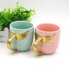 Creative Mermaid Shaped Mug Pearl Glaze Gold Ceramic Water Cup Coffee Cup