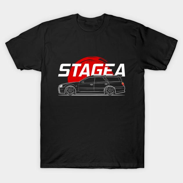 

Men Black Print T-shirt Racing Stagea Station Wagon Jdm No-Cut Transfer Paper Print Cotton Tshirt 4XL чорний
