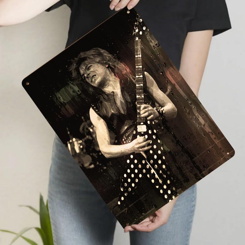 

Vintage Rock Guitarist Metal Wall Art Music Theme Decorative Hanging for Home Bar Craft Gift 20x30cm（7.8x11.8inch）