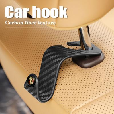 2Pcs Car Seat Back Hooks Portable Hanging Storage Holder For Porsche 911 718 Taycan Panamera Cayenne Macan Boxster Cayman Pajun