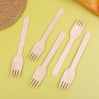 100Pcs Disposable Wooden Forks For Dessert Cake Salad Ice Cream Fruit Tableware Kitchen Wedding Birthday Supplies