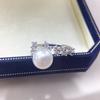 Natural Freshwater Pearl Ring, Fashionable and Versatile. Zircon Starry Opening with Adjustable Pearls