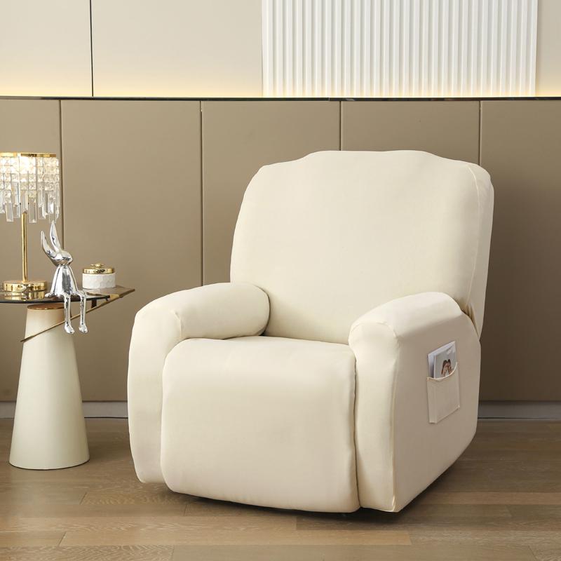 

4pcs/set Solid Color Recliner Sofa Cover Single Seat Stretch Sofa Cover Armchair with Side Pockets Used for Home Decoration 1PC