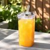 Elegant Glassware for Wedding Gifts Glass Cup with Lid And Straw Square Clear Borosilicate Heat Resistant Kitchen Tumbler Portable Drinking