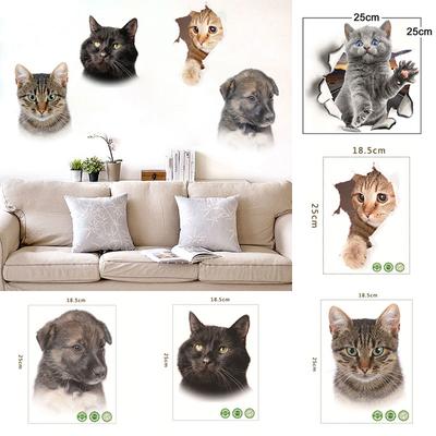 1PC pared ventana 3D arte calcomanía pegatinas de baño gatos PVC decoración del hogar