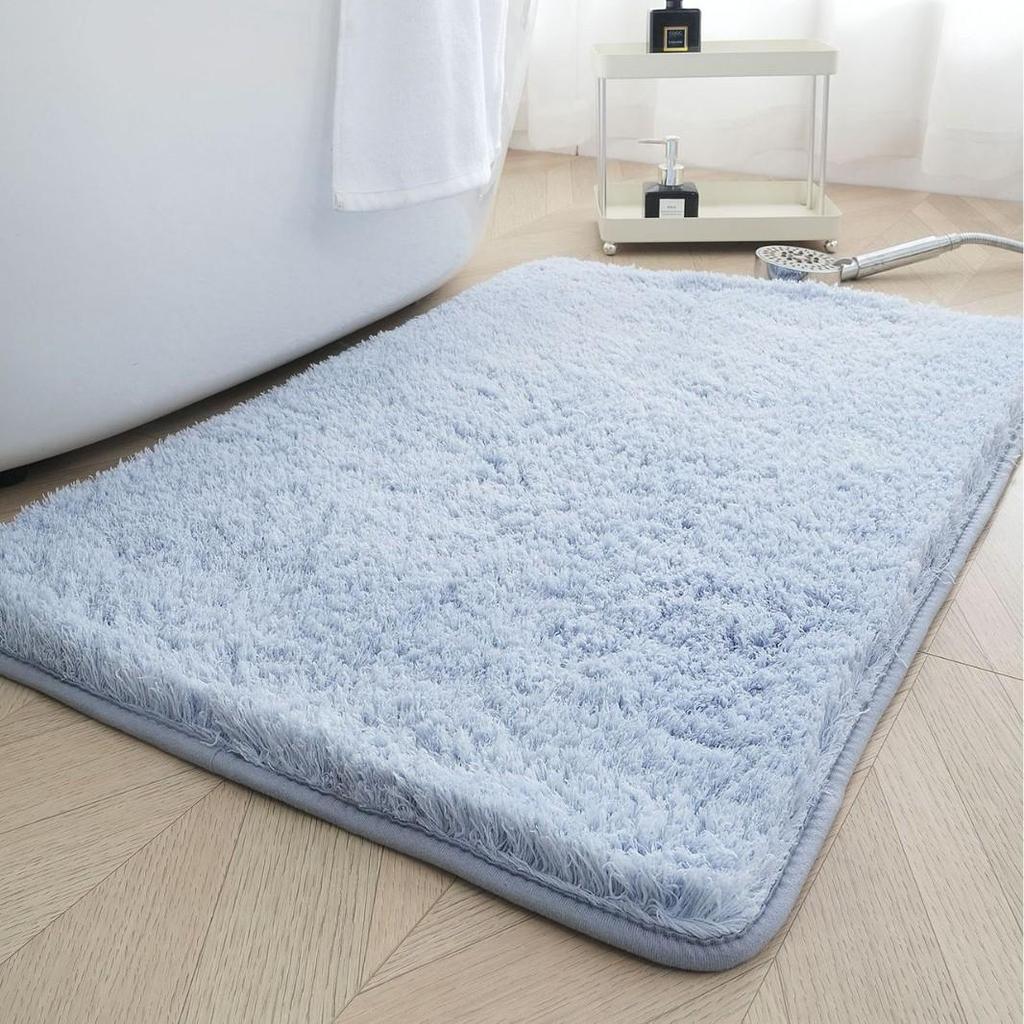 Thick Lambswool Water-Absorbent Bathroom Rug - Solid Color Full Coverage Floor Mat for Living Room, Bedroom, Entrance