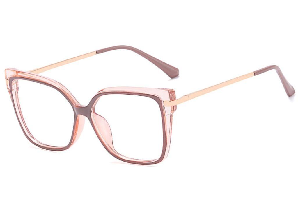 Gafas de Óptica de Moda para Miopía Mujer Montura Cuadrada Grande Estampado Leopardo Metal Filtro Luz Azul para Ordenador Ligeras 0~-6