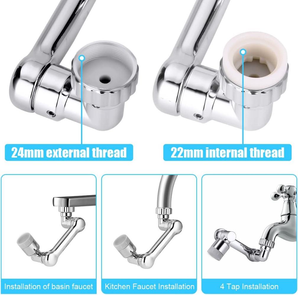 99% Universal 1080° Rotary Extender Faucet Splash Head Aerator Plastic for Kitchen Washbasin Tap Bubbler Nozzle Robotic Arm