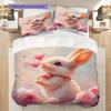 Rabbit Pattern Bedding Quilt Set Quilt Cover Pillowcase Home Decoration Birthday Gift (1 * duvet cover + 2 * pillowcase, without core)