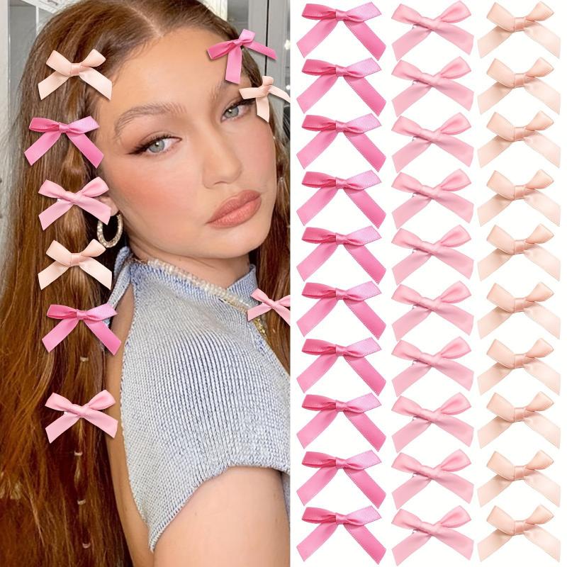 30-piece Set of Bow Hairpins Duckbill Clips Ballet Style Ribbon Small Hairpins Dopamine Sweet Braided Hair Accessories