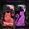 Luminous Call Light Flash Phone Case Cover For Samsung S24 Ultra S23 S22 S21 S20 FE Note 10 20 Plus A54 A14 Glass Cat LED Cover
