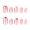 24-Piece Pink Cat Eye Press-On Nails with Bow Art